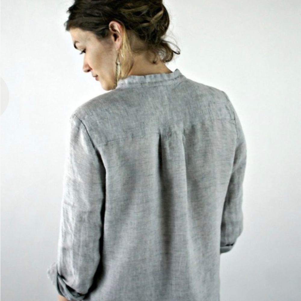 Placket Tunic Gray Blouse S/M/L - Picture 5 of 6